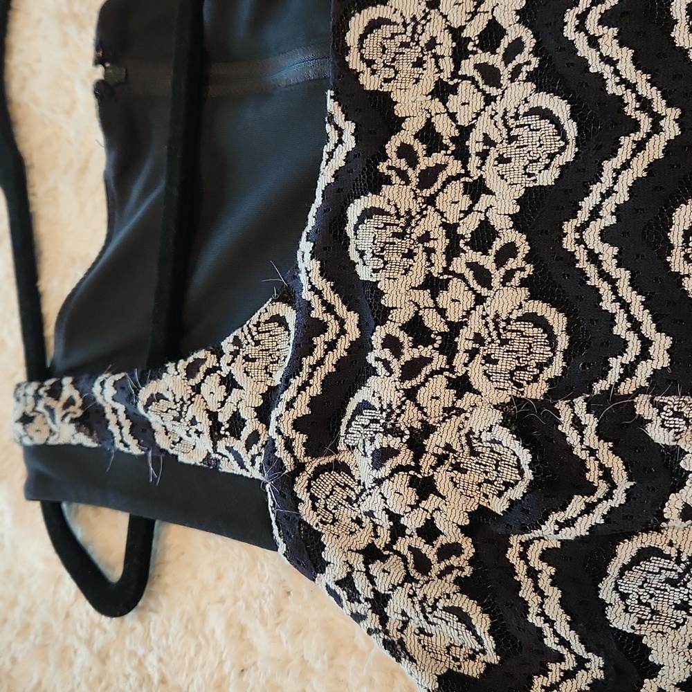 Torrid Sz 14 Preowned Black And White Lace Skater Brunch Summer Cocktail Dress - Picture 6 of 12